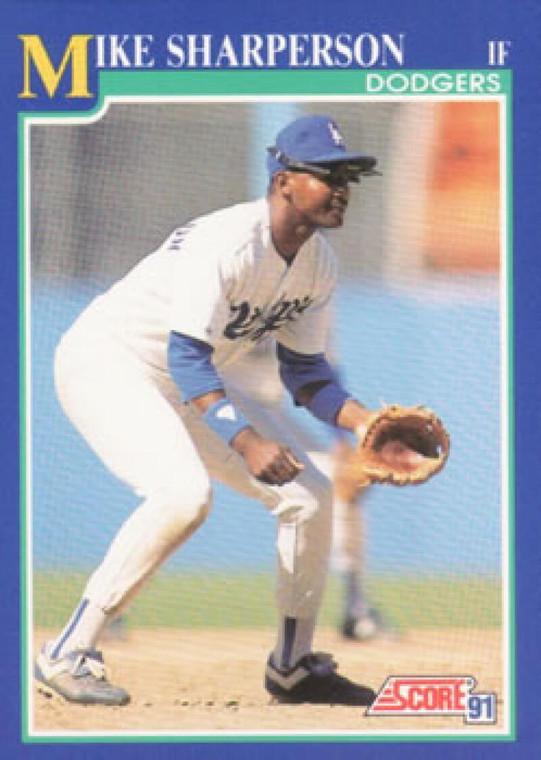 1991 Score #546 Mike Sharperson VG Los Angeles Dodgers 