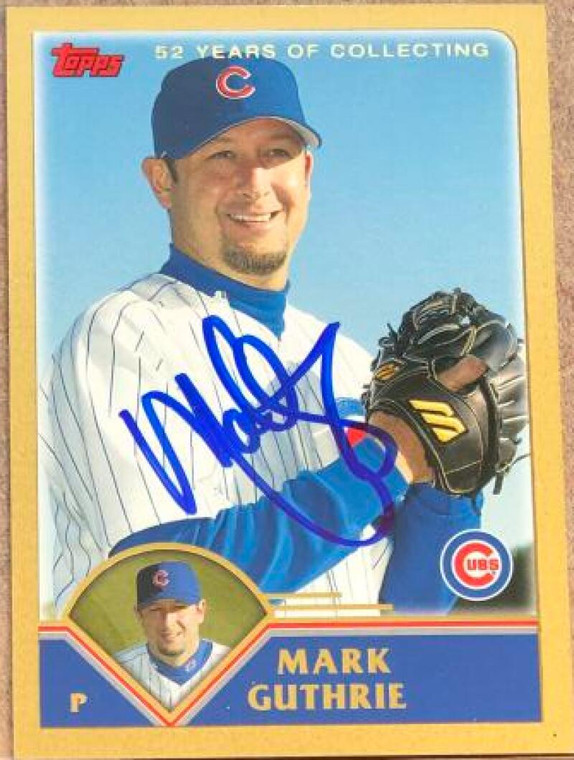 SOLD 119326 Mark Guthrie Autographed 2003 Topps Traded & Rookies Gold #T41 LE/2003