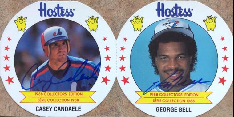 Casey Candaele and George Bell Dual Autographed 1988 Hostess Potato Chips #12