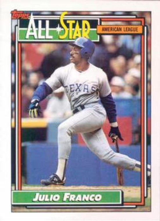1992 Topps #398 Julio Franco AS VG Texas Rangers 