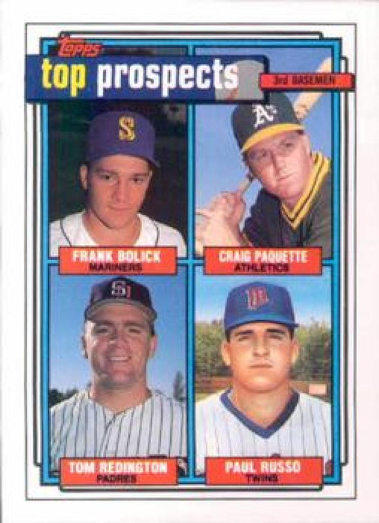 1992 Topps #473 Frank Bolick/Craig Paquette/Tom Redington/Paul Russo UER VG Seattle Mariners/Oakland Athletics/San Diego