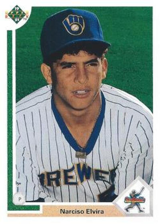 1991 Upper Deck #13 Narciso Elvira VG RC Rookie Milwaukee Brewers 