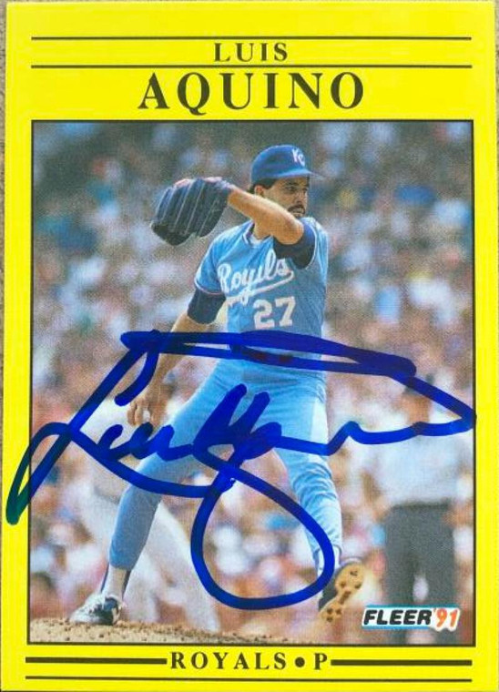 Luis Aquino Autographed 1991 Fleer #550