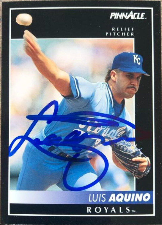 Luis Aquino Autographed 1992 Pinnacle #454