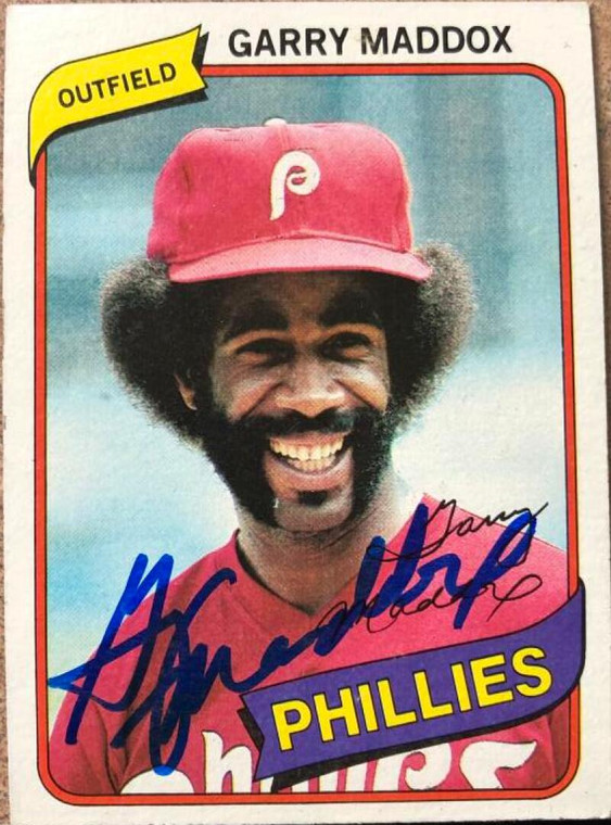 Garry Maddox Autographed 1980 Topps Burger King Philadelphia Phillies #10