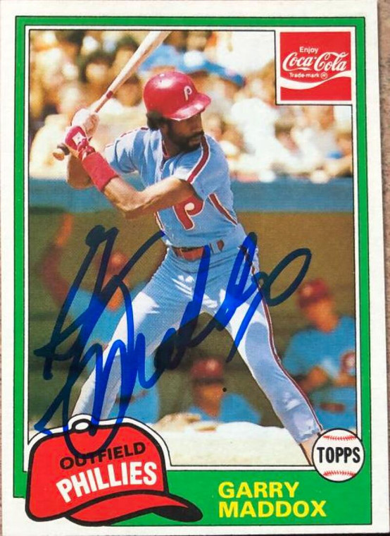 Garry Maddox Autographed 1981 Topps Coca-Cola Philadelphia Phillies #5