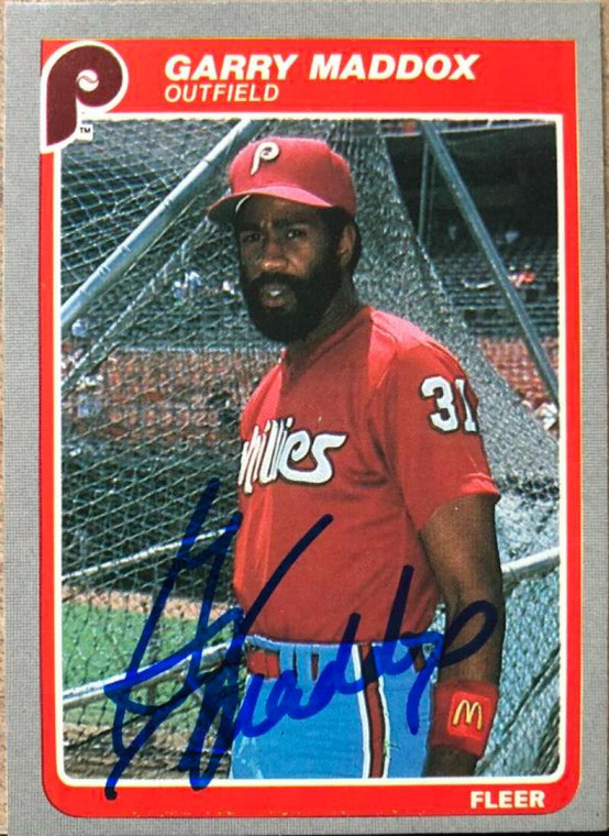 Garry Maddox Autographed 1985 Fleer #259 Philadelphia Phillies Card