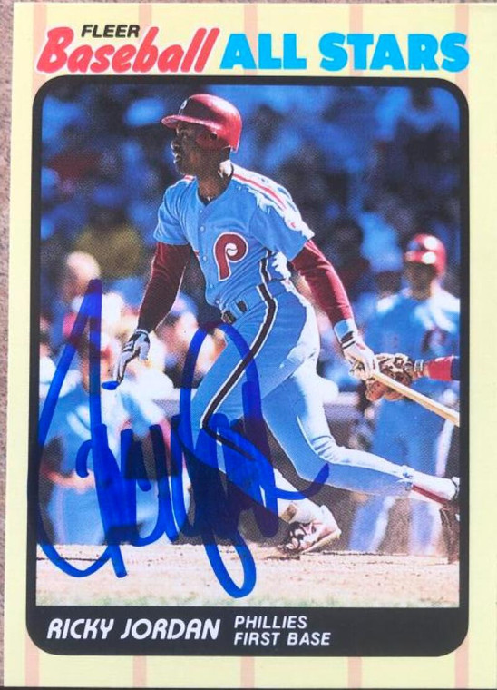 Ricky Jordan Autographed 1989 Fleer Baseball All-Stars #24