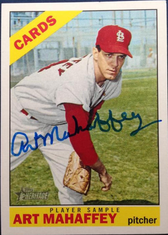 Art Mahaffey Autographed 2015 Topps Heritage 1966 Reprint Player Sample #ROA-AM