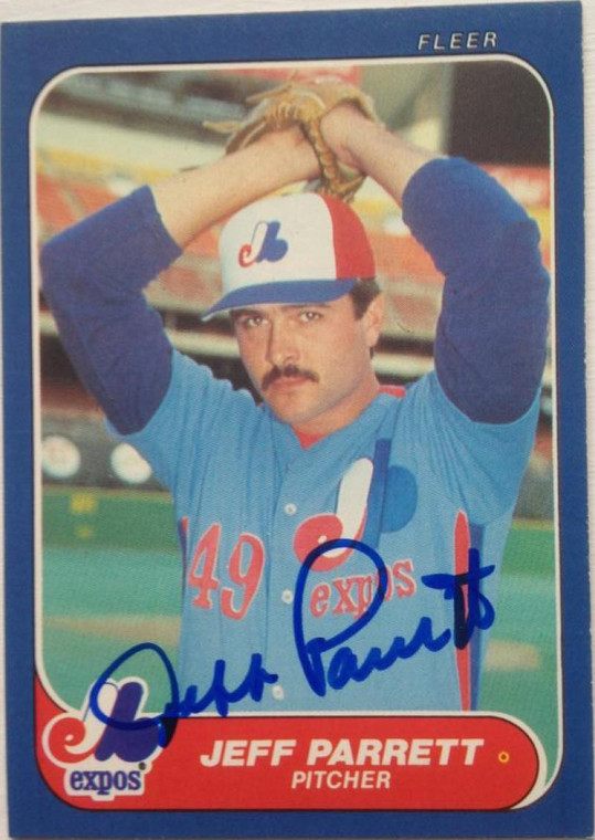 Jeff Parrett Autographed 1986 Fleer Update #U-88 Rookie Card Montreal Expos Card