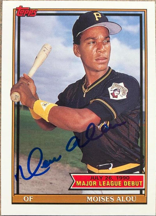 Moises Alou Autographed 1991 Topps Major League Debut 1990 #5 Pittsburgh Pirates Card 