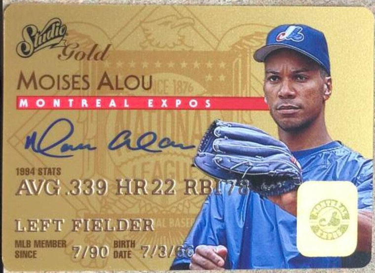 Moises Alou Autographed 1995 Studio-Gold #35 Montreal Expos Card 