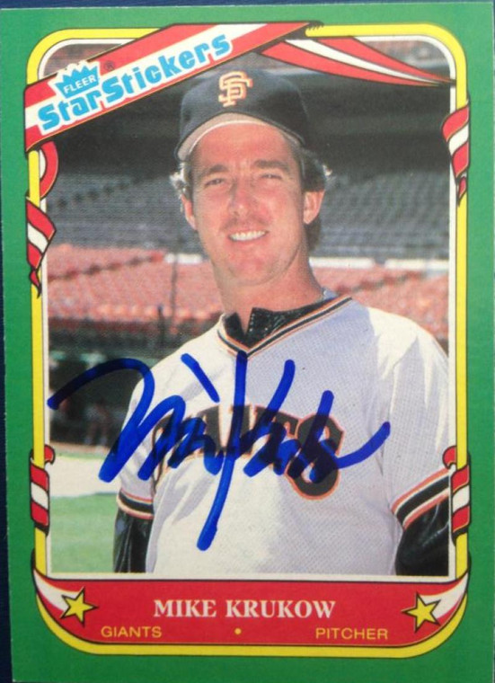 Mike Krukow Autographed 1987 Fleer Star Stickers #69