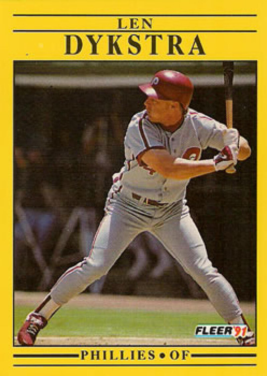 1991 Fleer #395a Lenny Dykstra VG Philadelphia Phillies 