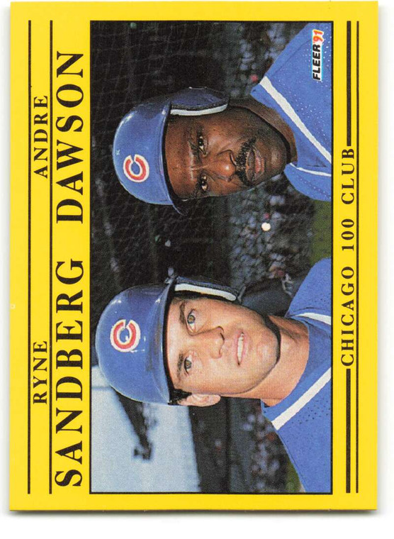 1991 Fleer #713 Ryne Sandberg/Andre Dawson Chicago 100 Club UER VG Chicago Cubs 