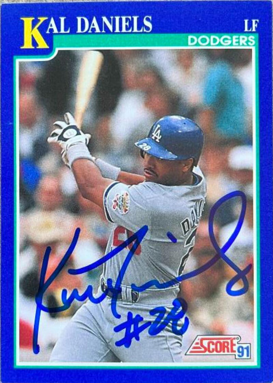 Kal Daniels Autographed 1991 Score #20 Los Angeles Dodgers Card