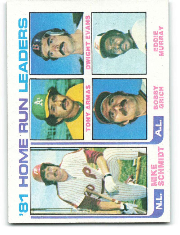 1982 Topps #162 Mike Schmidt/Tony Armas/Dwight Evans/Bobby Grich/Eddie Murray HR Leaders VG Philadelphia Phillies/Oaklan