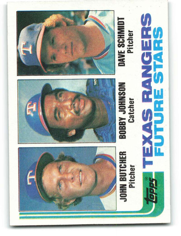 1982 Topps #418 John Butcher/Bobby Johnson/Dave Schmidt Rangers Rookies VG RC Rookie Texas Rangers 