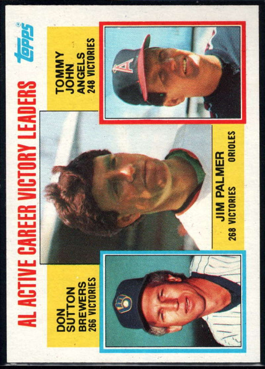 1984 Topps #715 Jim Palmer/Don Sutton/Tommy John AL Active Career Victory Leaders VG Milwaukee Brewers/Baltimore Orioles