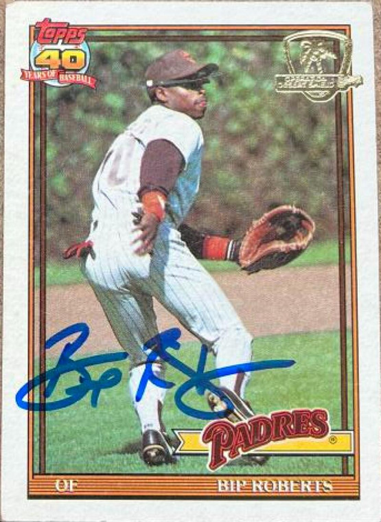 Bip Roberts Autographed 1991 Topps Operation Desert Shield #538