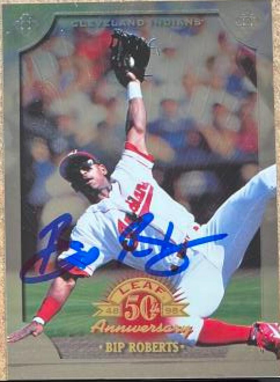 Bip Roberts Autographed 1998 Donruss Collections Leaf 50th Anniversary #119