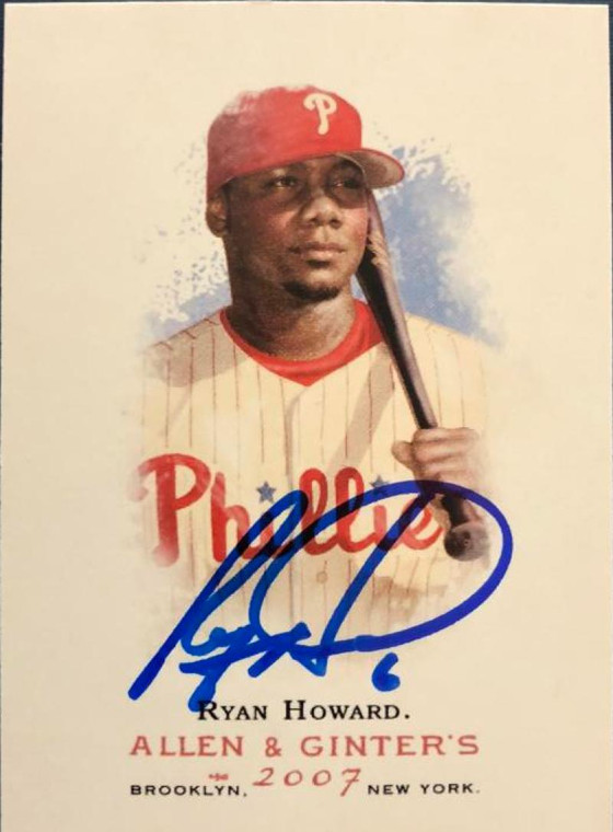 SOLD 5088 Ryan Howard Autographed 2007 Topps Allen & Ginter #1