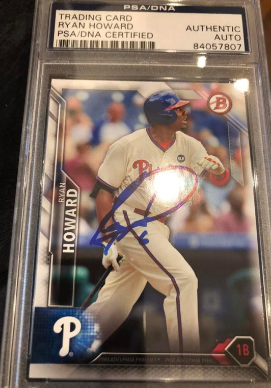 SOLD 5129 Ryan Howard Autographed 2016 Bowman #66 PSA Certed