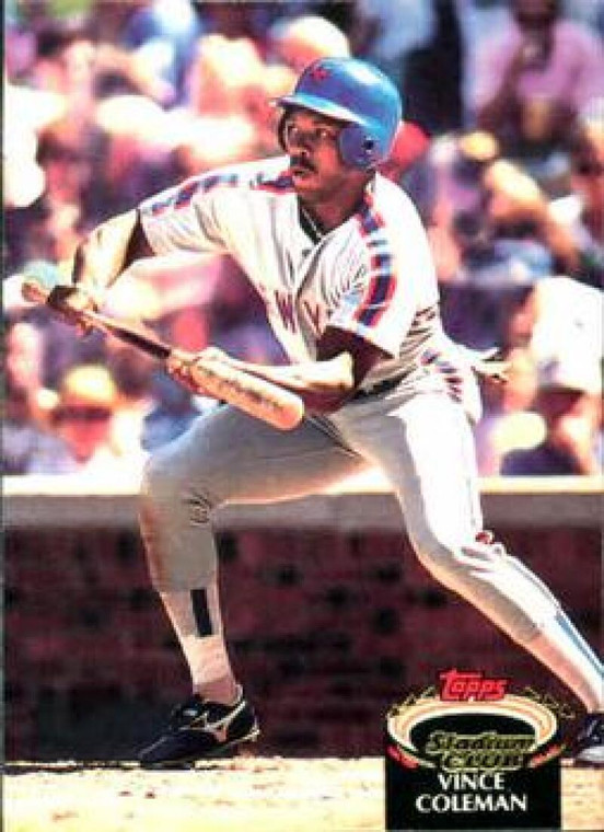 1992 Stadium Club #40 Vince Coleman VG New York Mets 