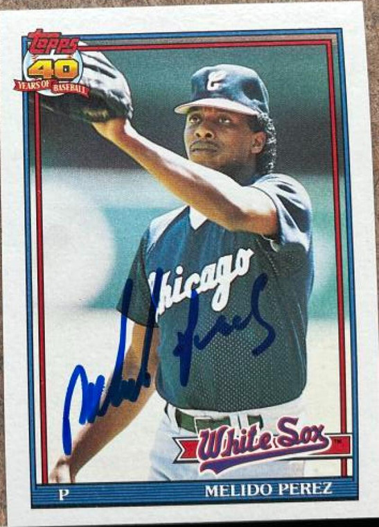Melido Perez Autographed 1991 Topps #499