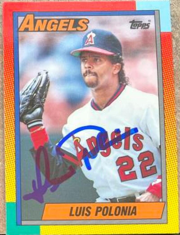 Luis Polonia Autographed 1990 Topps Traded Tiffany #97T