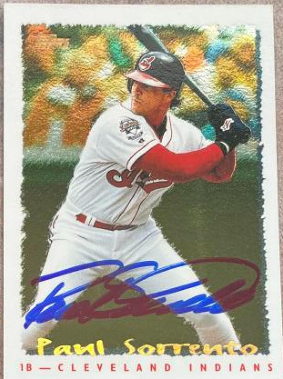 Paul Sorrento Autographed 1995 Topps Cyberstats #82