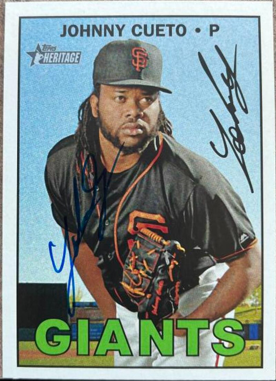 Johnny Cueto Autographed 2016 Topps Heritage #588