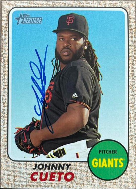 Johnny Cueto Autographed 2017 Topps Heritage #254