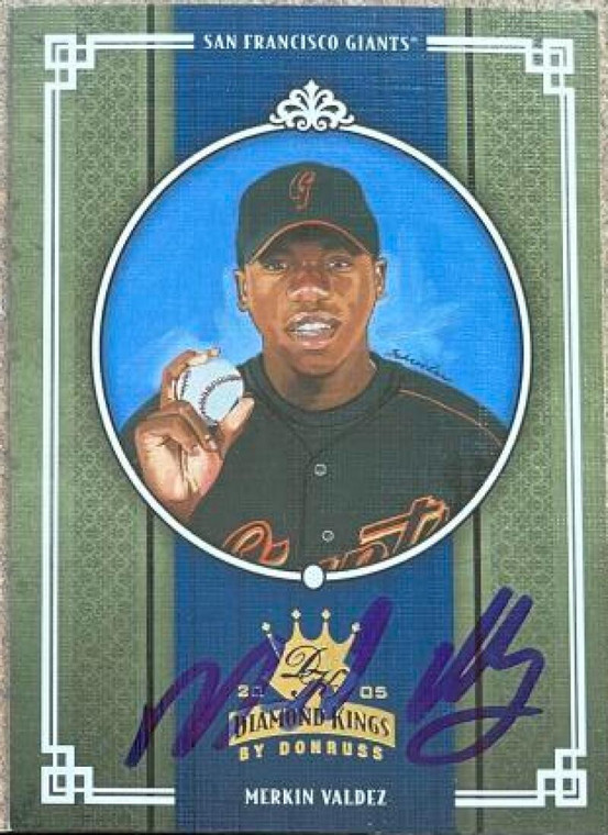 Merkin Valdez Autographed 2005 Donruss Diamond Kings #198