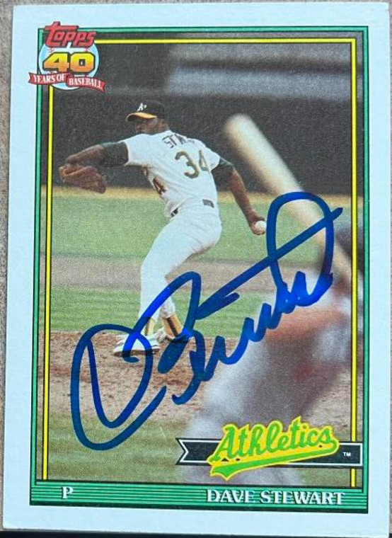 Dave Stewart Autographed 1991 Topps #580