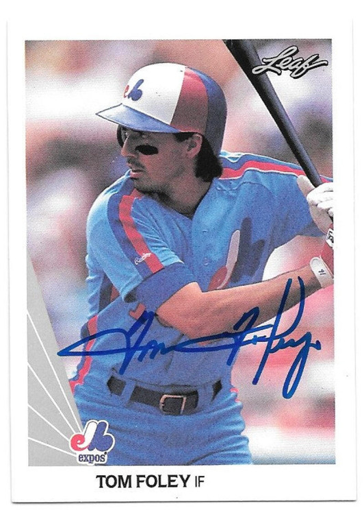 Tom Foley Autographed 1990 Leaf #292 Montreal Expos Card