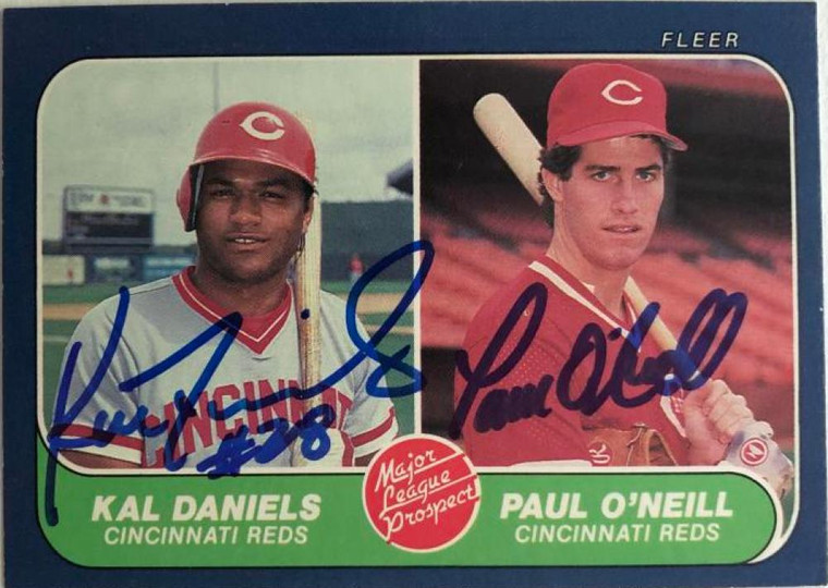 Kal Daniels & Paul O'Neill Dual Autographed 1986 Fleer #646 Rookie Card 