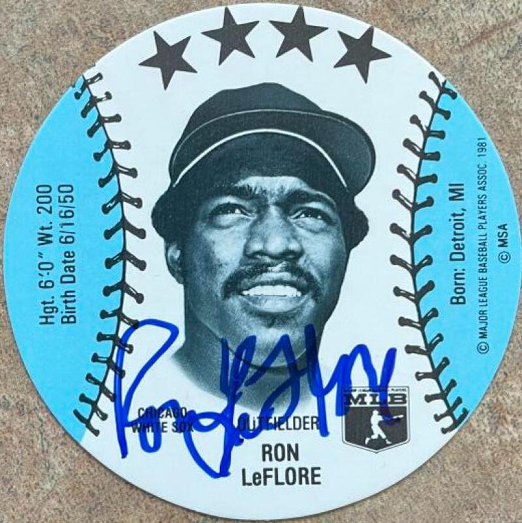 Ron LeFlore Autographed 1981 MSA Mini Discs #NNO