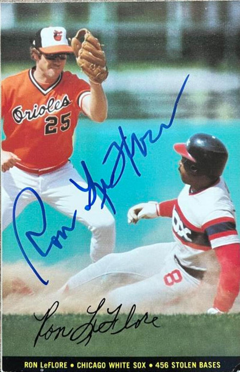 Ron LeFlore Autographed 1983 Topps Foldouts - Career Stolen Base Leaders #NNO 