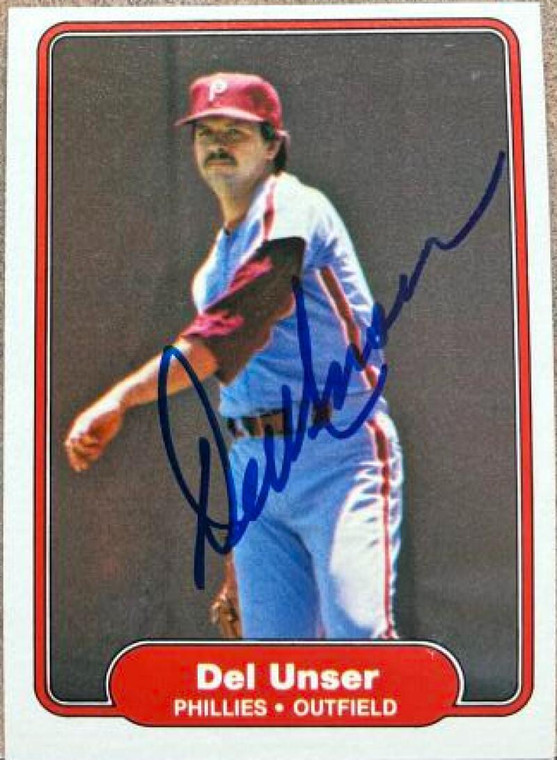 Del Unser Autographed 1982 Fleer #261 Philadelphia Phillies Card