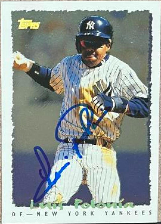 Luis Polonia Autographed 1995 Topps Cyberstats #176