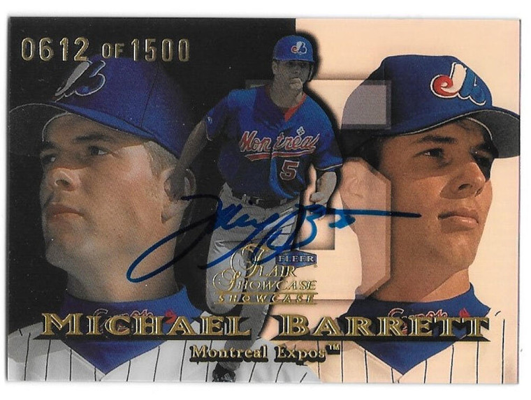 Michael Barrett Autographed 1999 Flair Showcase Row 1 #43 Montreal Expos Card SN/1500