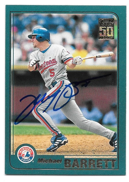 Michael Barrett Autographed 2001 Topps #179 Montreal Expos Card 