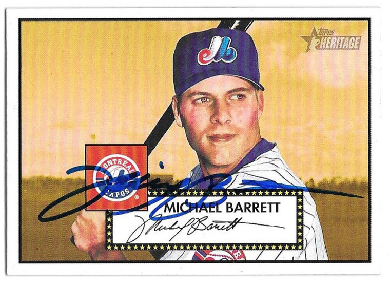 Michael Barrett Autographed 2001 Topps Heritage #190 Montreal Expos Card