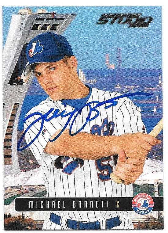 Michael Barrett Autographed 2003 Donruss Studio #150 Montreal Expos Card