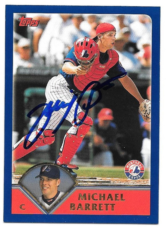 Michael Barrett Autographed 2003 Topps #255 Montreal Expos Card