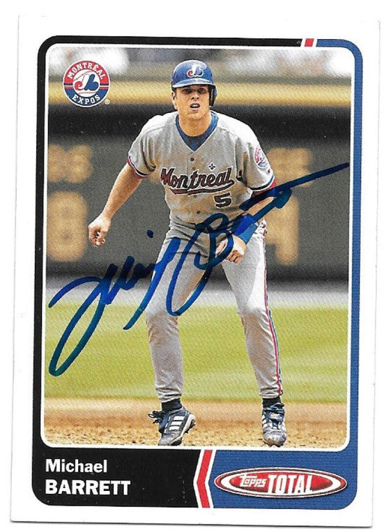 Michael Barrett Autographed 2003 Topps Total #496 Montreal Expos Card