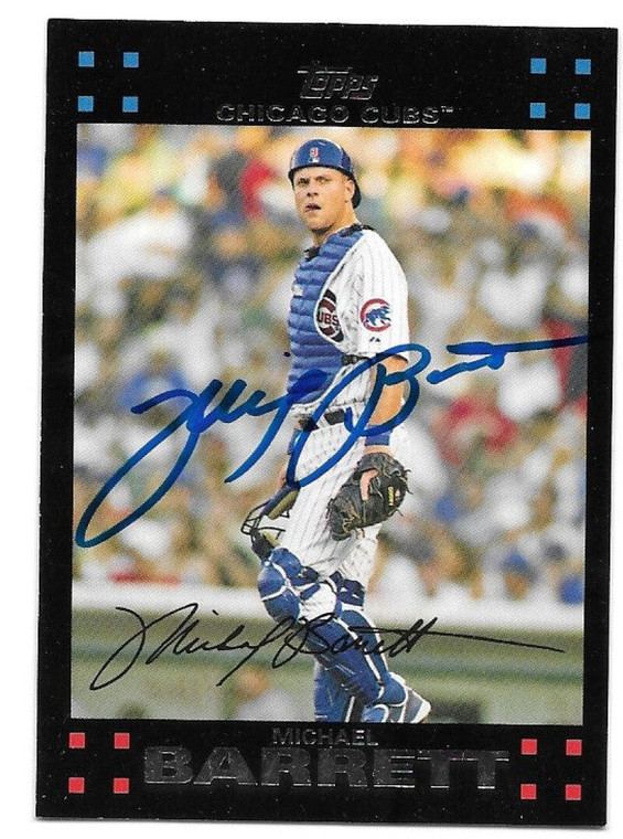 Michael Barrett Autographed 2007 Topps #492 Chicago Cubs Card