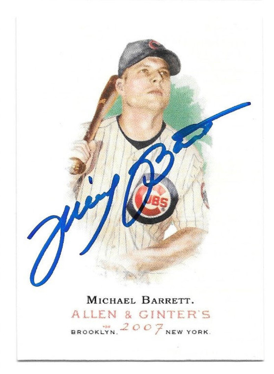 Michael Barrett Autographed 2007 Topps Allen & Ginter #159 Chicago Cubs Card