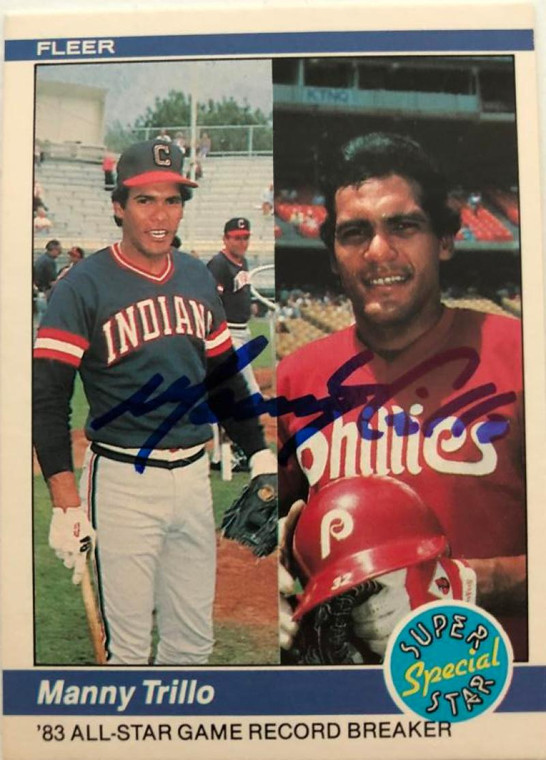 Manny Trillo Autographed 1984 Fleer #627 Phillies/Indians Card
